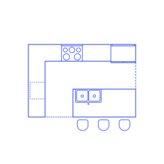 Layouts Kitchens L Shape Island Rectangle Kitchen Contour Svg Vector, Free Vectors File